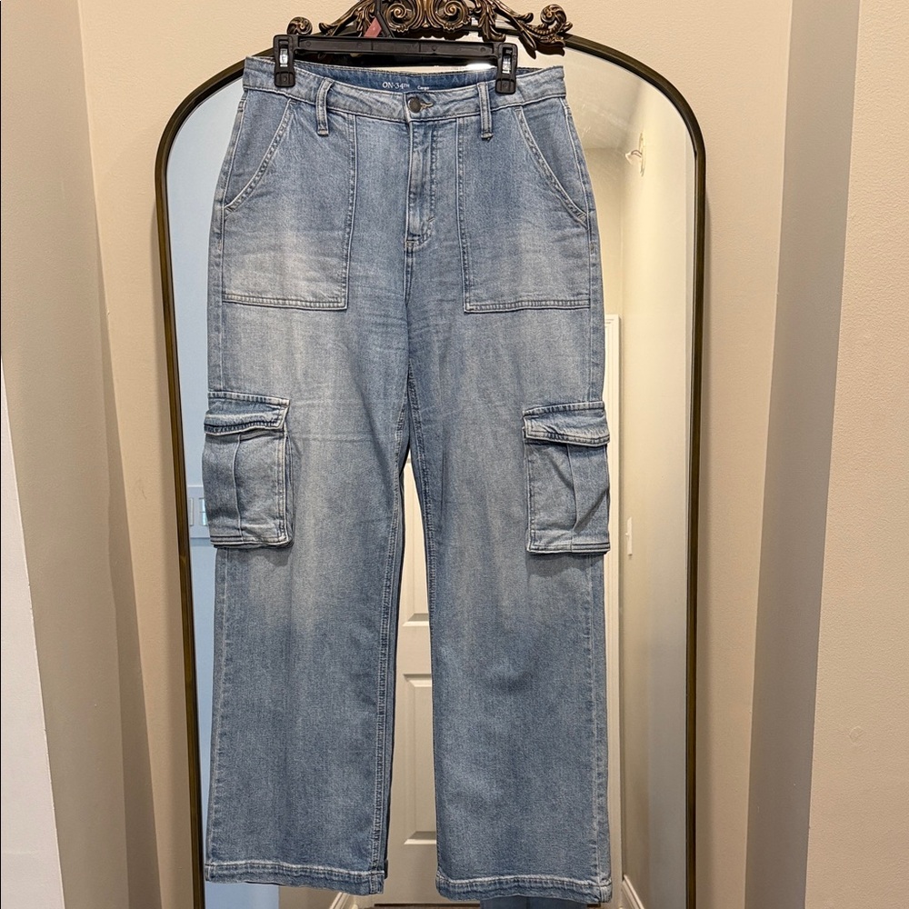 ON 34th Wide-Leg Cargo Jeans in Light Blue for Women 8